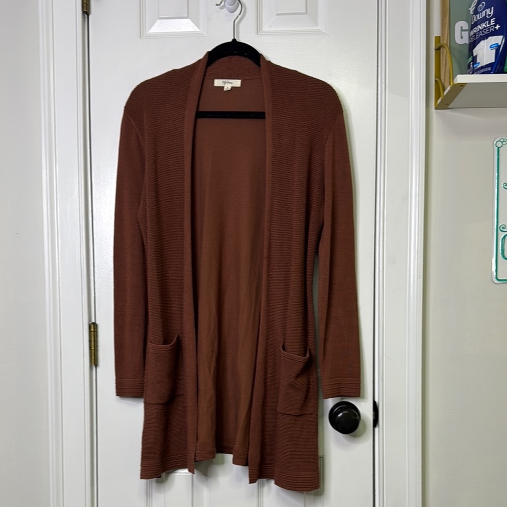Rust Open Front Cardigan Sweater - Picture 2 of 8